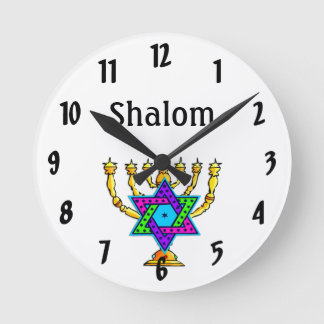 Horloge Ronde Chandeliers juifs Shalom