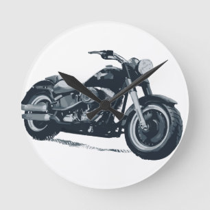 Horloge Ronde Chaque garçon aime une grosse moto américaine