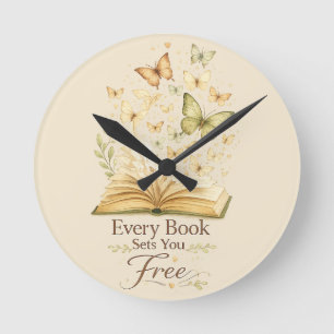 Horloge Ronde Chaque livre vous libère   Papillon amateur de liv