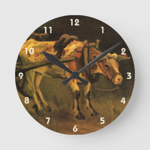 Horloge Ronde Chariot avec bœuf rouge et blanc par Vincent van G