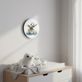 Horloge Ronde Charmant chiot phoque à l'aquarelle