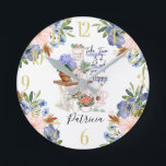 Horloge Ronde Charming Gardener Floral Prénom<br><div class="desc">Cela chante des sentiments de paix et de sérénité - avec de belles couleurs et la capacité de personnaliser le prénom. Il est toujours important de prendre le temps de faire ce qui nous apporte la joie. Toute question de conception n’est qu’à envoyer un conversation ou un courriel à charmdesignstudio@rcn.com...</div>
