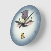 Horloge Ronde chat affamé (Angle)