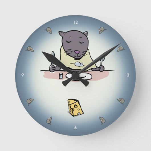 Horloge Ronde chat affamé (Recto)