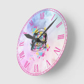 Horloge Ronde Chat Astronaute (Angle)