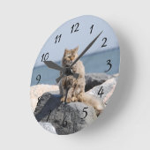 Horloge Ronde Chat balayé par le vent (Angle)