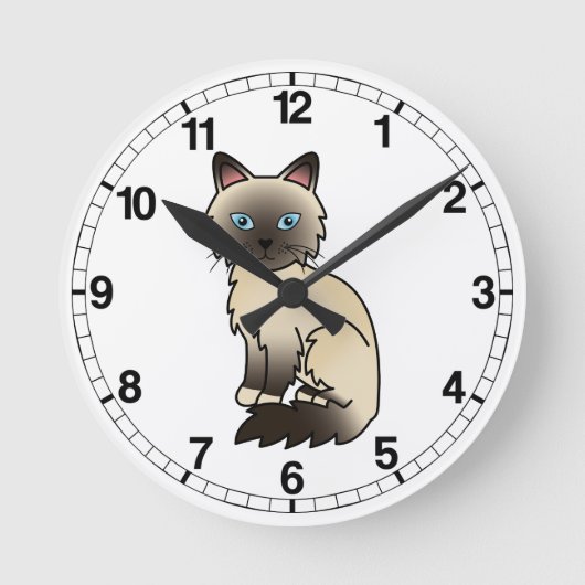 Horloge Ronde Chat Birman / Ragdoll au point de phoque (Recto)