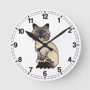 Horloge Ronde Chat Birman / Ragdoll au tabby seal point