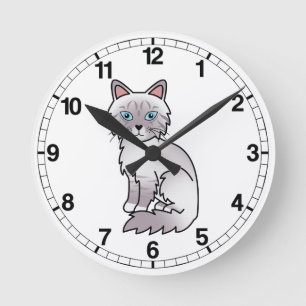 Horloge Ronde Chat Birman / Ragdoll Tabby au point de lilas