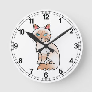 Horloge Ronde Chat Birman / Ragdoll tabby rouge pointe
