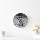 Horloge Ronde Chat, Blanc, Animaux (Maison)