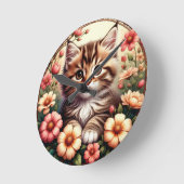 Horloge Ronde Chat charmant (Angle)