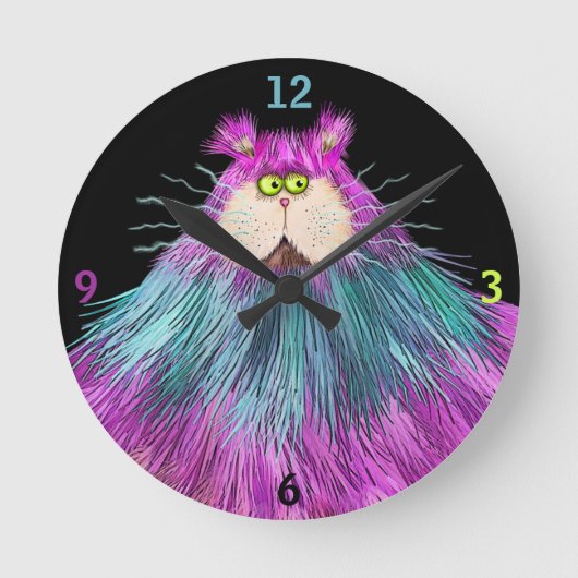 Horloge Ronde Chat coloré amusant (Recto)