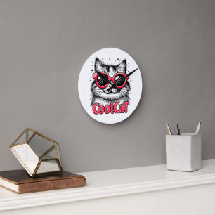 Horloge Ronde Chat Cool 1