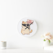 Horloge Ronde Chat Cool Pas de Lundi Mème Esthétique (Maison)