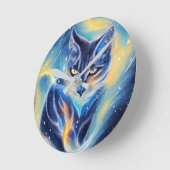 Horloge Ronde Chat cosmique (Angle)