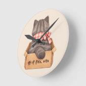 Horloge Ronde Chat dans la boîte (Angle)
