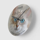 Horloge Ronde Chat d'art fin drôle  (Angle)