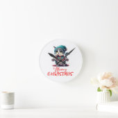 Horloge Ronde Chat de Noël (Maison)