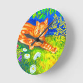 Horloge Ronde Chat de nuit (Angle)