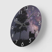 Horloge Ronde Chat de nuit (Angle)