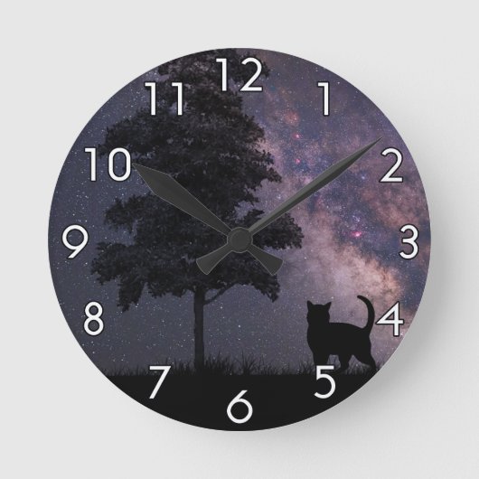 Horloge Ronde Chat de nuit (Recto)