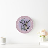 Horloge Ronde Chat de Siamese avec Bleu Papillon Animal (Maison)