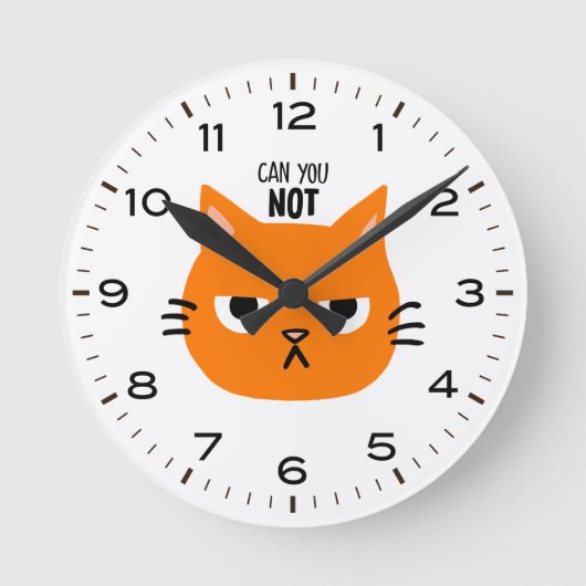 Horloge Ronde Chat Drôle Ne Peux-Tu Pas Orange Chat (Recto)