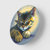 Horloge Ronde Chat endormi (Angle)