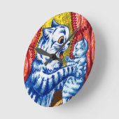 Horloge Ronde Chat et ses chatons (Angle)