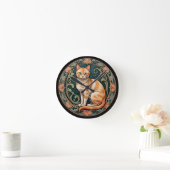 Horloge Ronde Chat Ginger Art Nouveau (Maison)