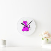 Horloge Ronde Chat gras rose (Maison)
