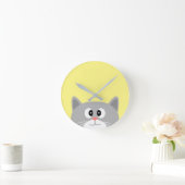 Horloge Ronde Chat gris (Maison)