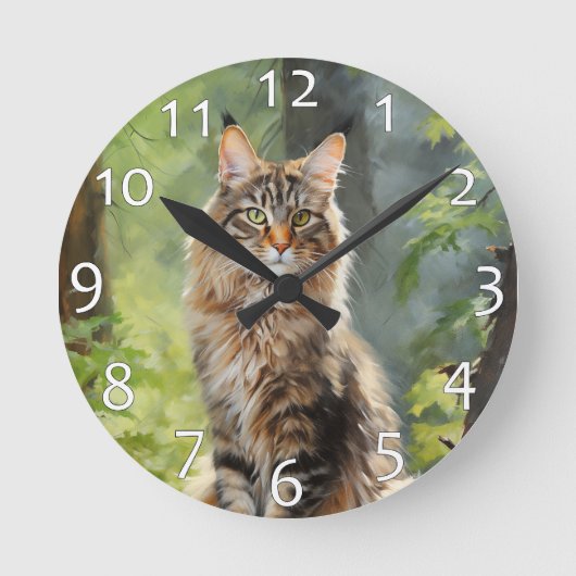 Horloge Ronde chat Maine Coon (Recto)