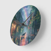 Horloge Ronde Chat marchant sous la pluie (Angle)