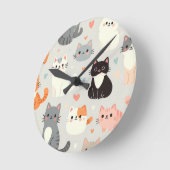 Horloge Ronde chat mignon (Angle)
