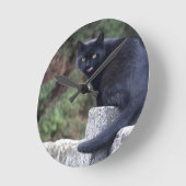 Horloge Ronde Chat noir (Angle)