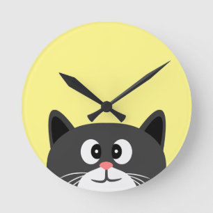 Horloge Ronde chat noir