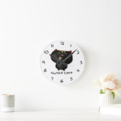 Horloge Ronde Chat noir mignon de sushi de Kawaii (Maison)