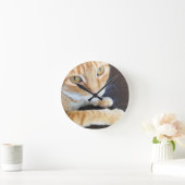 Horloge Ronde Chat orange en gros plan (Maison)