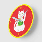 Horloge Ronde Chat Oriental Lucky (Angle)