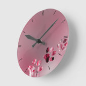 Horloge Ronde Chat Paw rose (Angle)