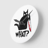 Horloge Ronde Chat Qu'est-ce que_ Drôle Chat Noir (Angle)