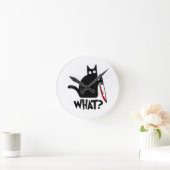 Horloge Ronde Chat Qu'est-ce que_ Drôle Chat Noir (Maison)