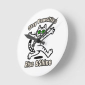 Horloge Ronde Chat Restez Positif (Angle)