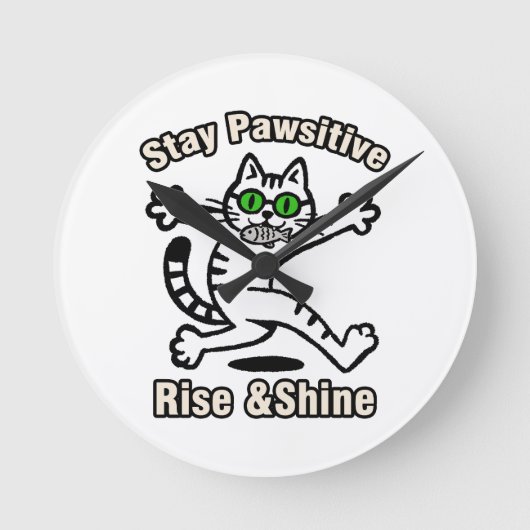 Horloge Ronde Chat Restez Positif (Recto)