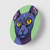 Horloge Ronde Chat Sphynx (Angle)