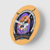 Horloge Ronde Chat squelette pirate mur (Angle)