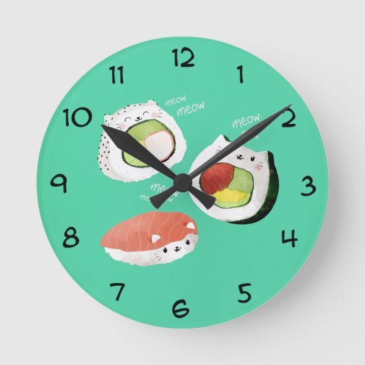 Horloge Ronde Chat sushi mignon (Recto)