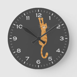 Horloge Ronde Chat Tabby Orange Accroché Sur Drôle